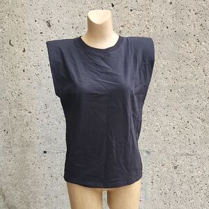 Zara Black Padded-Shoulder Tank Top